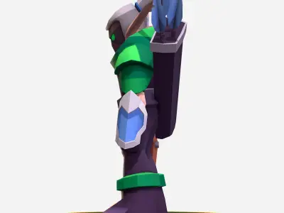 Archer Warrior Soldier Handpaint Cartoon MMO rpg Character Low-poly 3D model