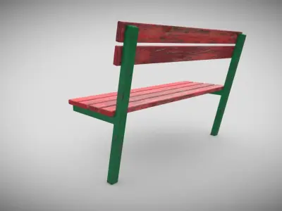 Old Outdoor Bench Low-poly 3D model