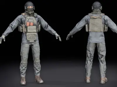 Modular Soldier PMC V1 Low-poly 3D model