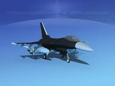 Gen Dyn F-16A Falcon V22 USAF 3D model