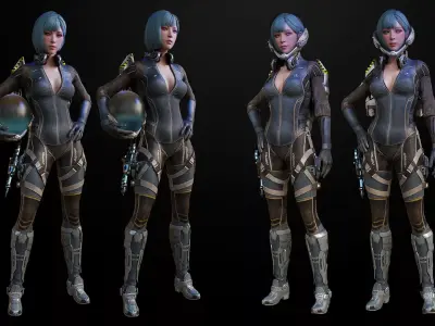 Astro Space Girl 3d Model Low-poly 3D model