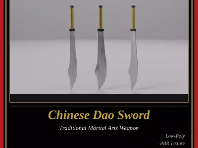 Chinese Dao Sword - Traditional Martial Arts Weapon 09 Low-poly 3D model
