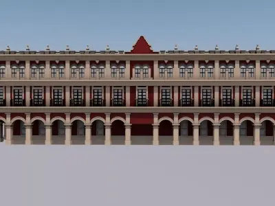Palace building with columns and arches 3D model