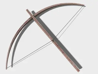 Low Poly PBR Crossbow wooden bow and arrow Low-poly 3D model