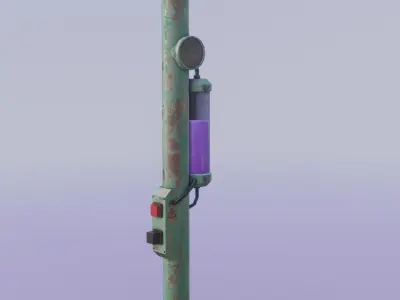 stylized steampunk lamp staff PBR Game ready Low-poly 3D model