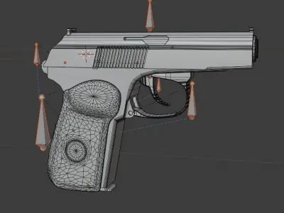 MAKAROVEEEEy gun with orange handle Free low-poly 3D model