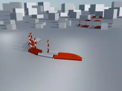 White and Red Road Traffic Barriers - Part 27 - Low-poly 3D model