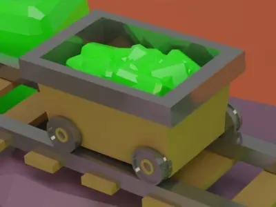 Mineshaft Low Poly 3d model train station with lights Free 3D model