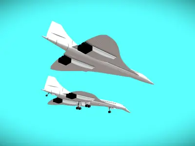 Supersonic passenger flight - Concorde Low-poly 3D model