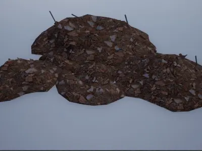 Destroyed Brick Rubble Piles Low-poly 3D model