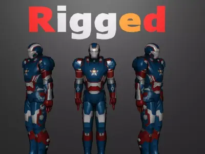 Iron Man Patriot Rigged Free low-poly 3D model