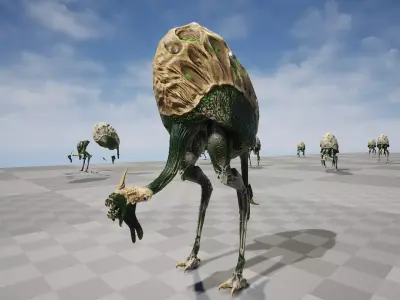 Ostrich Dinosaur Velociraptor Monster 4 Low-poly 3D model