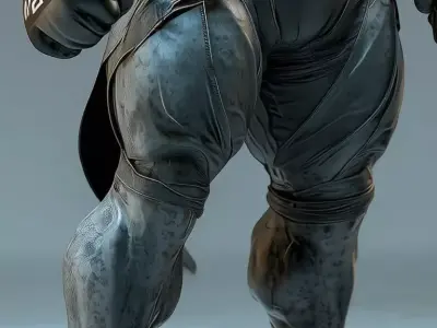 Muscular Shark Warrior Character Anthropomorphic Fighter Boxing Low-poly 3D model