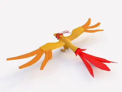 Phoenix bird low poly 3d model  Low-poly 3D model