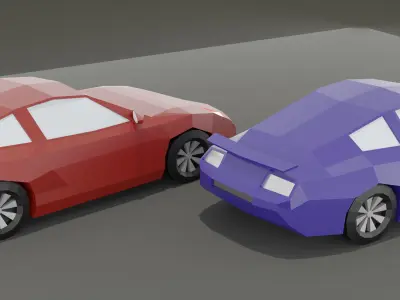 Low poly Porshe two cars Free low-poly 3D model