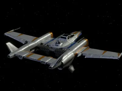 LH-38 LH-Wing - P38 Lightning Inspired Star Wars Fighter Low-poly 3D model
