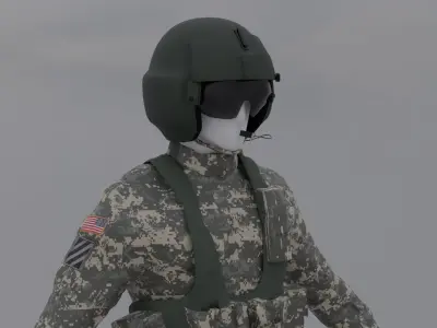 Black Hawk Helicopter Pilot Low-poly 3D model