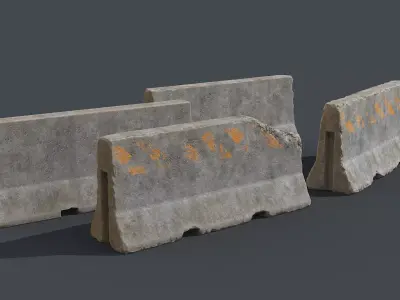 Jersey Concrete Road Barriers  Low-poly 3D model