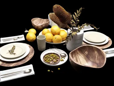 Lemons as part of the table setting 3D model