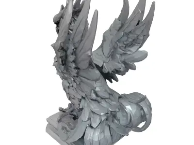 Majestic Griffin Statue HighPoly Sculpt Low-poly 3D model