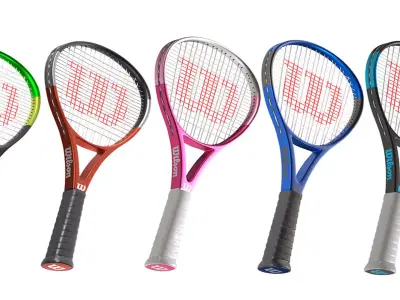 Squash racket collection  Low-poly 3D model