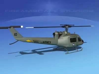 Bell UH-1B Iroquois V12 US Marines 3D model