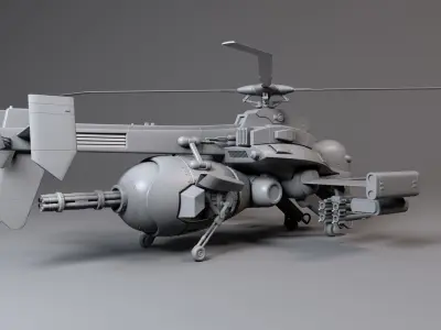 Jigabachi helicopter with guns 3D model