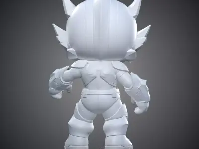 Chibi Mecha Warrior Cute Armored Hero Figurine PM-378 3D print model
