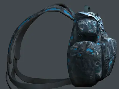 Backpack military combat Black baggage  Low-poly 3D model