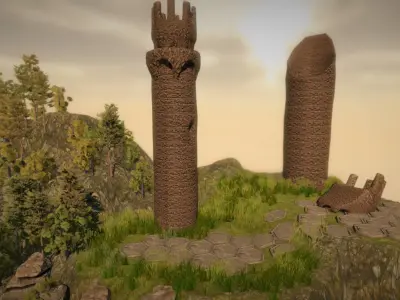 Tower Old Medieval Low-poly 3D model