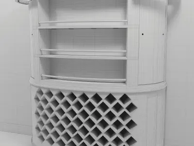 Luxury Curved Home Bar Cabinet and Wine Rack 3D model