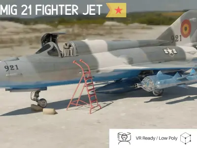 MiG 21 - Rigged and Animated - with Interior - M3 Low-poly 3D model
