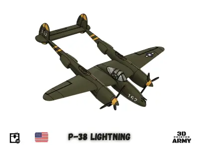 Lockheed P-38 Lightning -3D print  model 3D print model