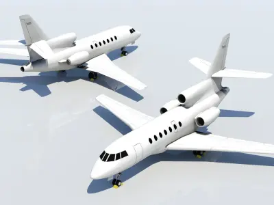 Falcon 50 Static Blank Model Low Poly Low-poly 3D model