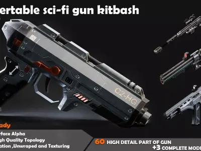 Convertable Sci-fi Kitbash Low-poly 3D model