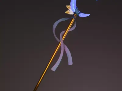 Magic staff Low-poly 3D model