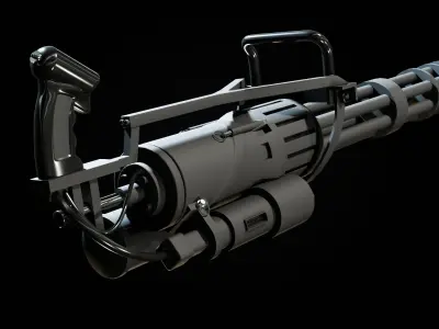 Minigun Low-poly 3D model