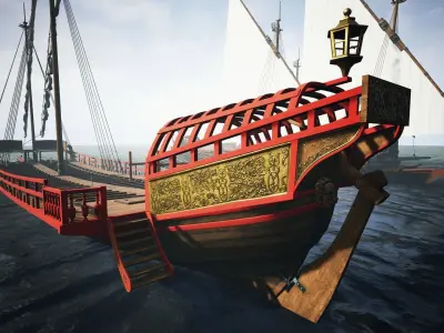 Medieval Galley Low-poly 3D model