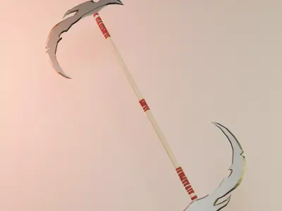 Lowpoly Reaper Embrace 3D Lowpoly Scythe Model Free 3D model