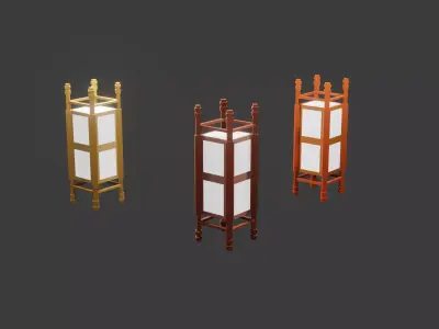 Low Poly  japanese lamp model Free low-poly 3D model