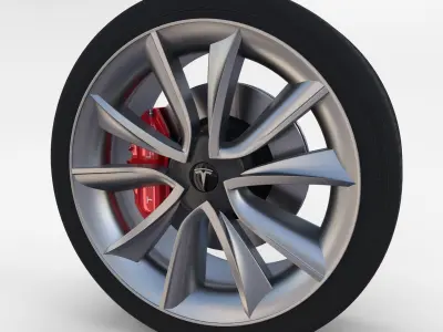 Tesla Model 3 Wheel Low-poly 3D model