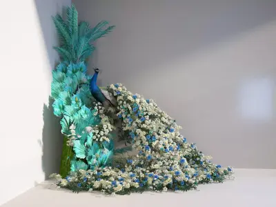 peacock Floral art 3D model