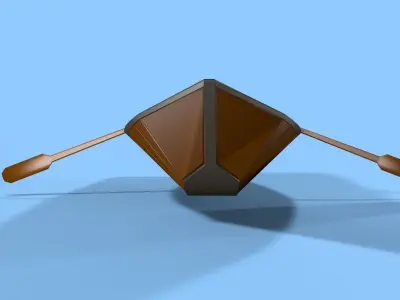 Boat Low Poly wooden with paddle Low-poly 3D model