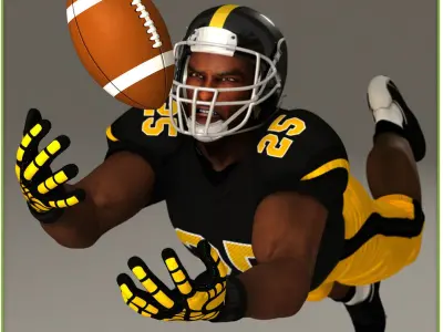Black American Football Player CG 3D model