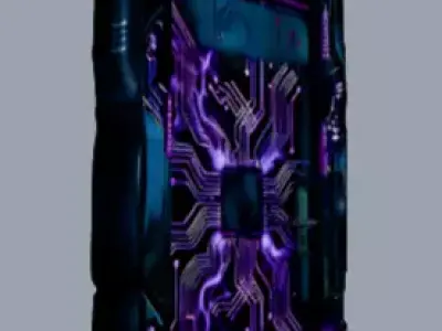 Futuristic Cyberpunk Circuit Door Low-poly 3D model