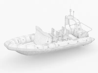 Military inflatable Patrol boat Zodiac with Mercury 3D model