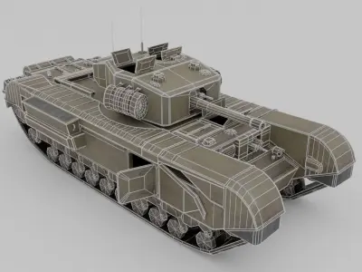Churchill MK III Infantry Support Heavy Tank Low-poly 3D model