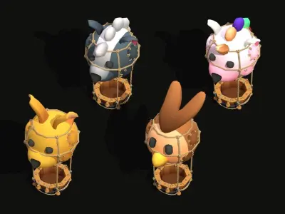 Animal Airballoon Low-poly 3D model