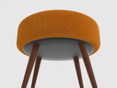 stool orange with wooden legs Free 3D model
