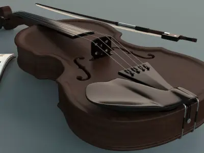 Violin and open book 3D model